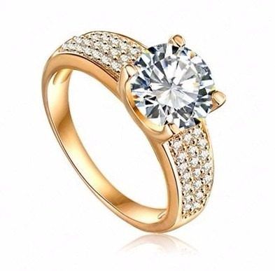 Anel Solitário Feminino Princesa, Zirconia Banhado Ouro 18k - Frete Grátis